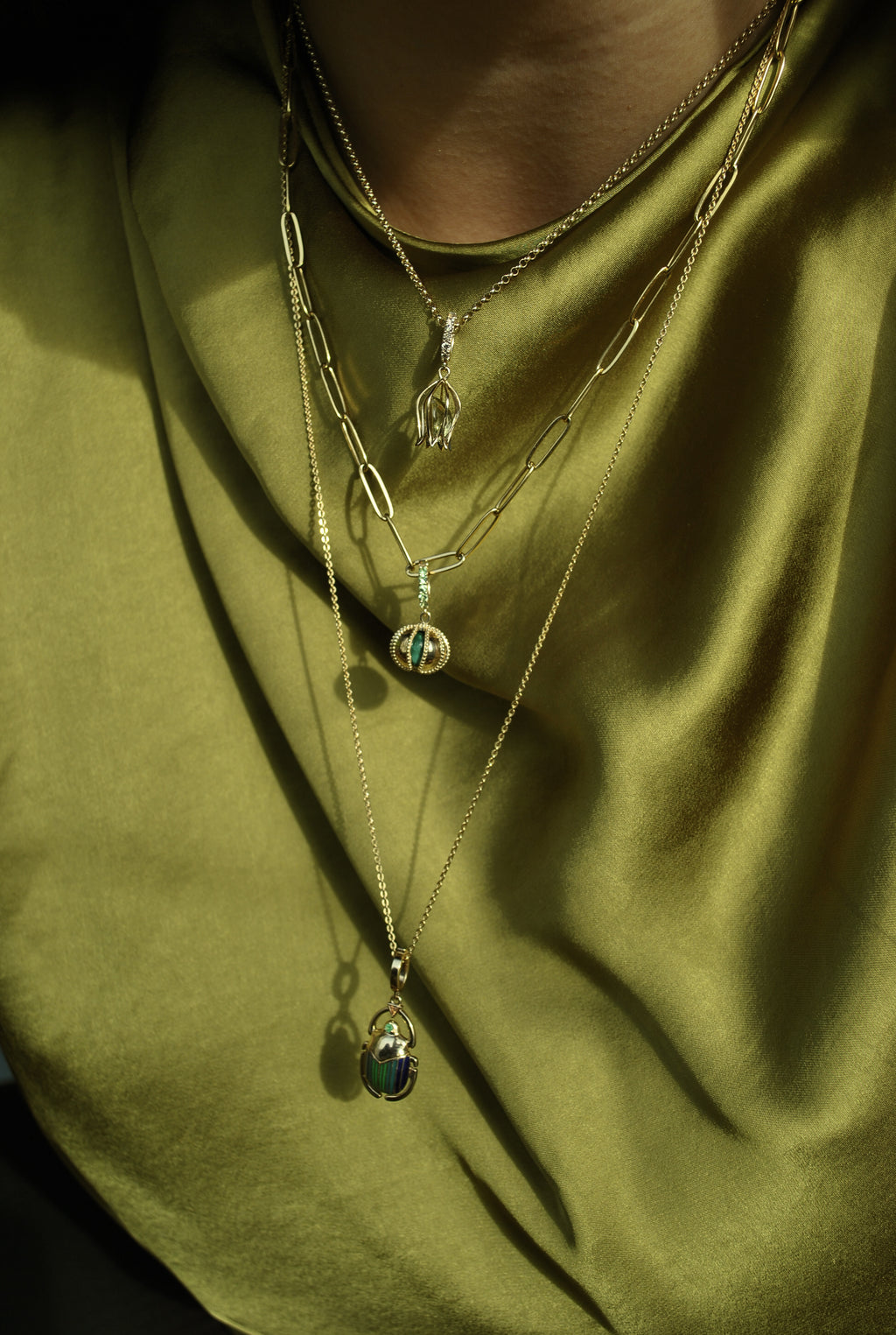 Ghungroo Malachite Charm Pendant