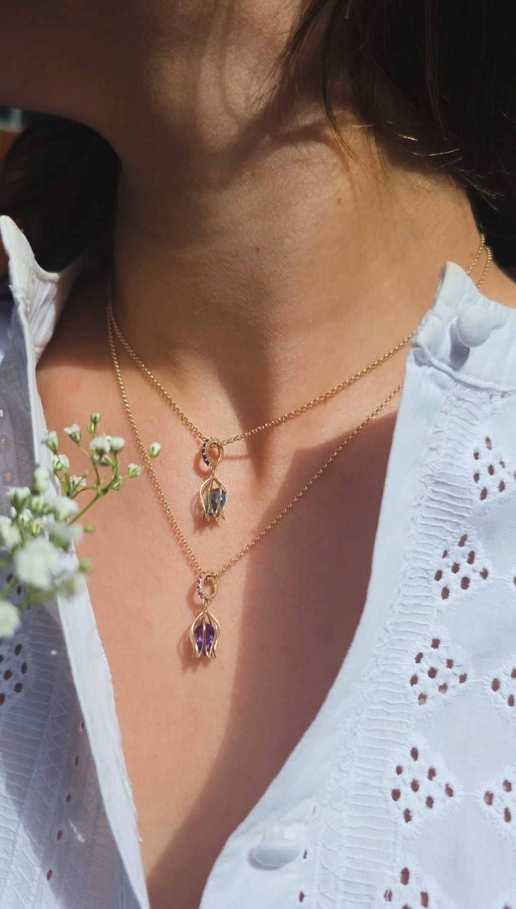 Tulip Amethyst Charm Pendant