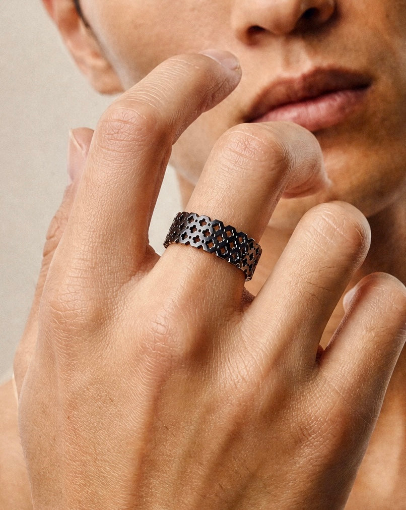 Jaali Band Ring Silver