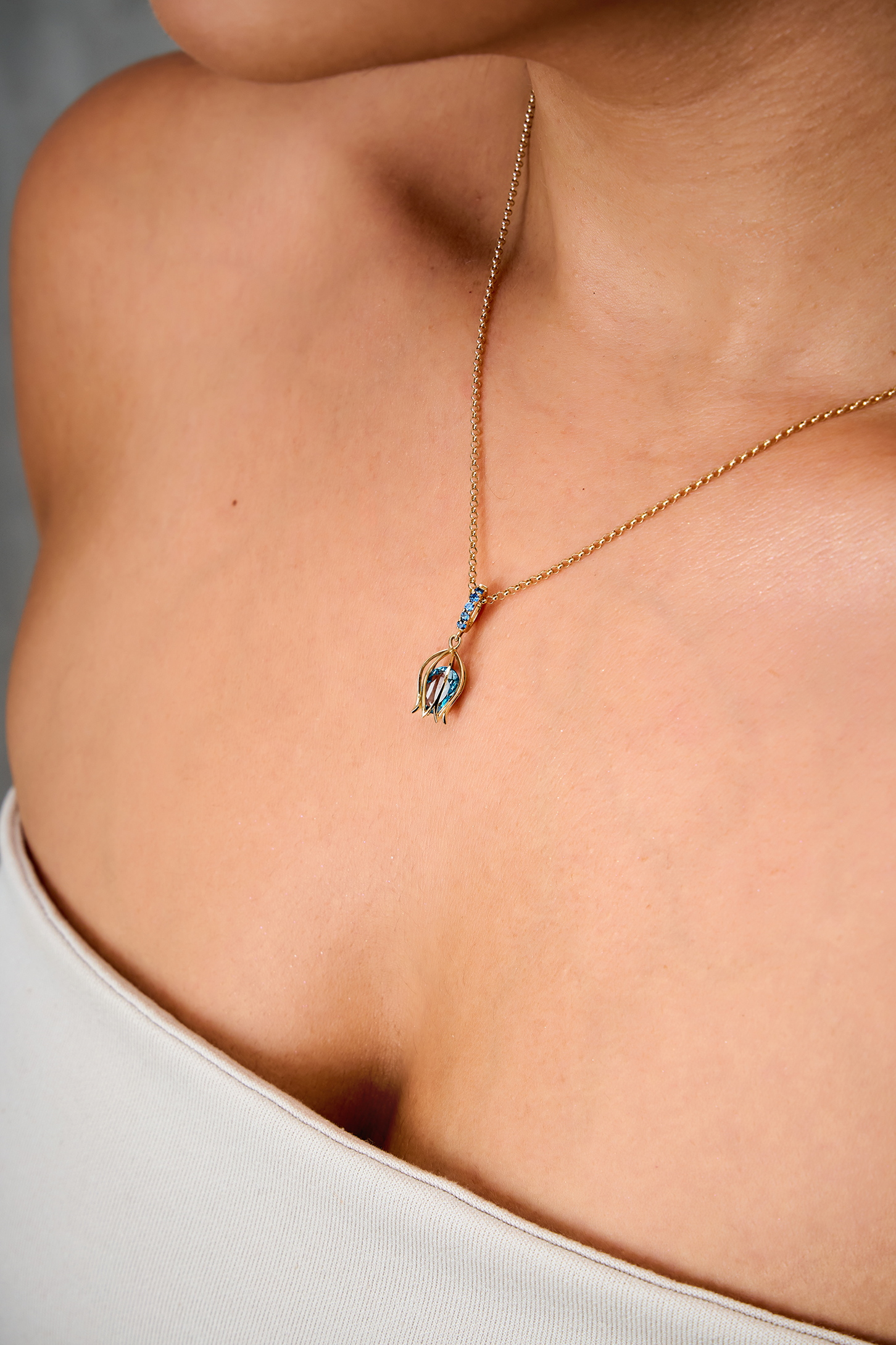 Tulip Topaz Charm Pendant