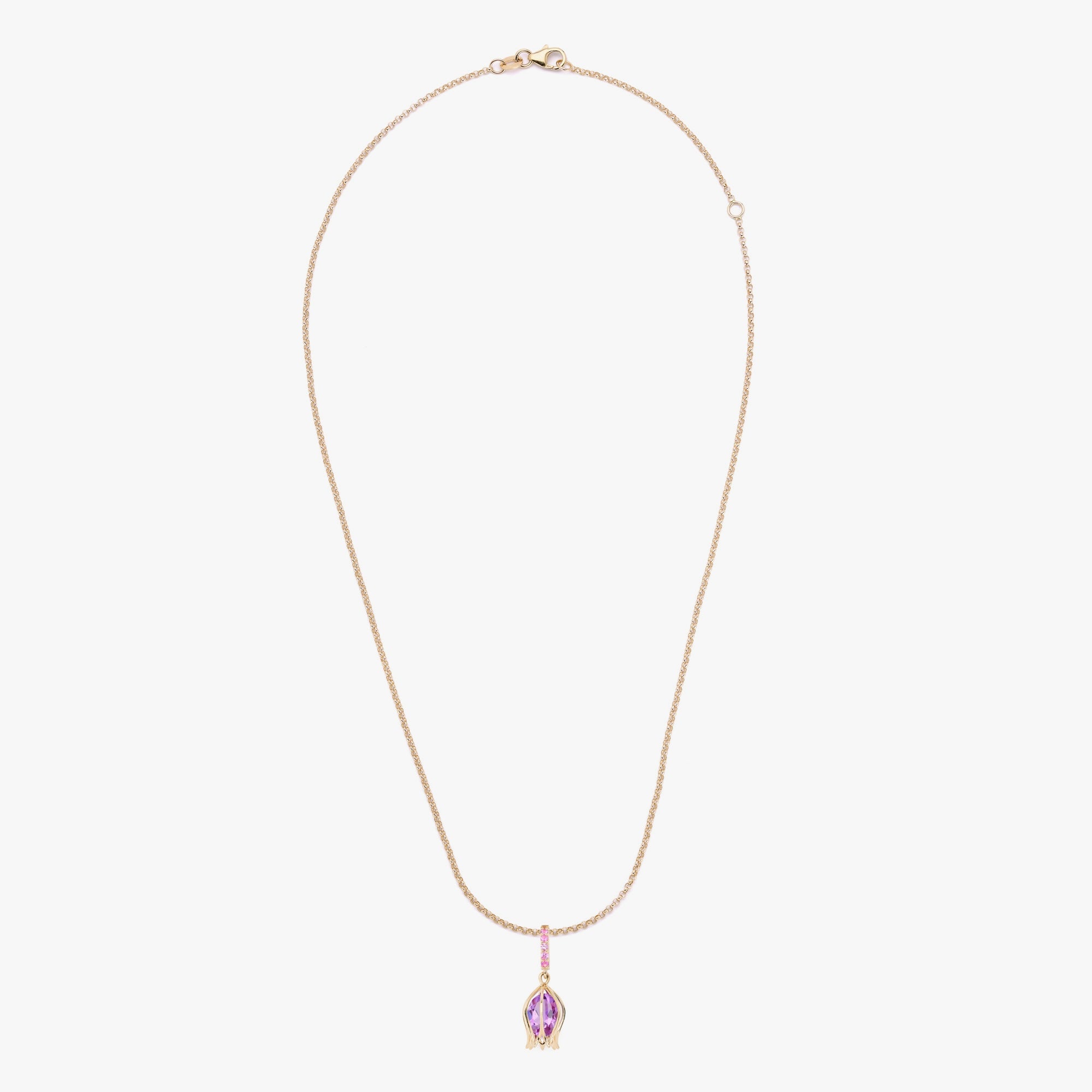 Tulip Amethyst Charm Pendant